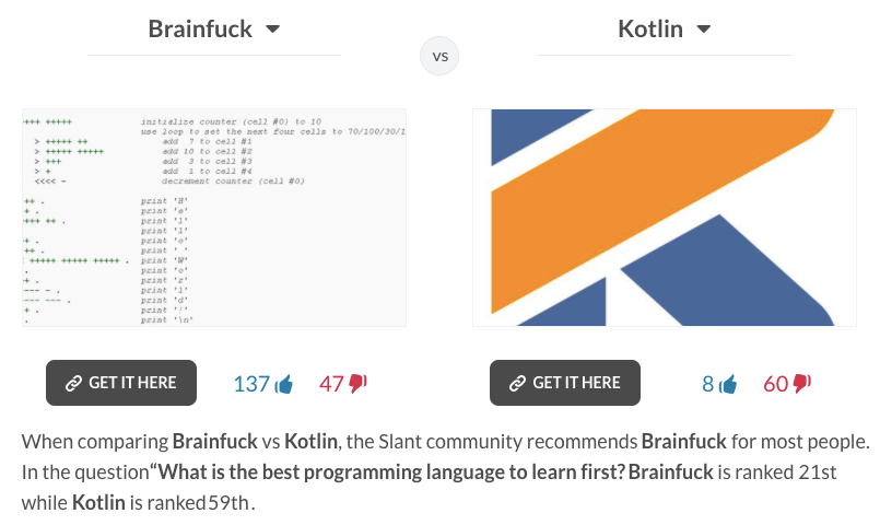 Brainfuck vs Kotlin